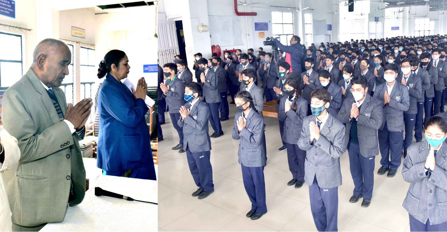 Students pay homage to the departed soul  in a Prayer Meeting in CMS