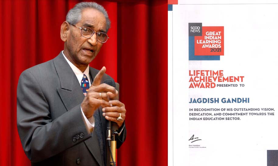 Eminent educationist Dr Jagdish Gandhi awarded Lifetime Achievement Award