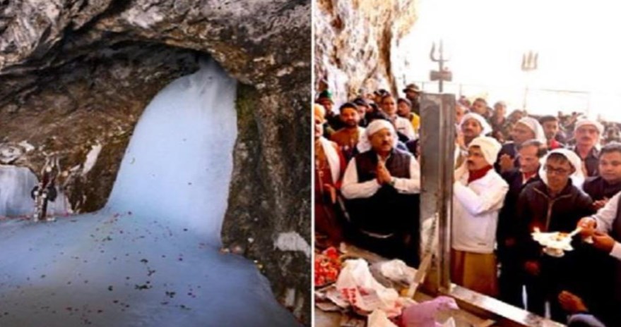 अमरनाथ गुफा में हुई बाबा बर्फानी की पहली पूजा