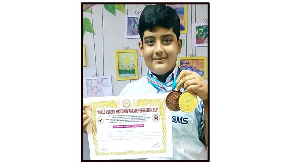 Arnav of CMS grabs the gold in State level Karate Championship