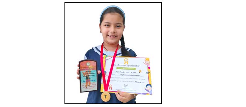 CMS student bags first prize in  All India Poetry Recitation Competition 
