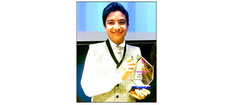 Yuvraj Singh of CMS wins first prize in All India Poetry Recitation Contest