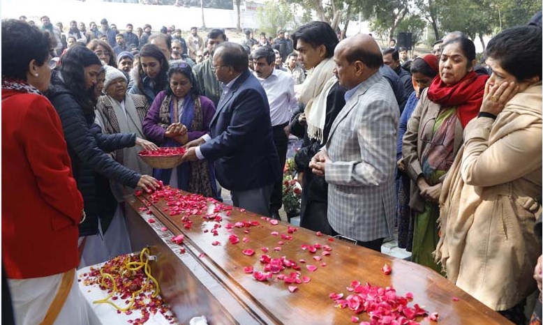 Last rites of Dr Jagdish Gandhi performed with  dignity and state honours at Bahai Samadhi Sthal 