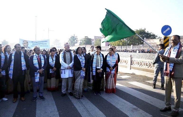 CMS students take out huge Smriti March in memory of Dr Jagdish Gandhi