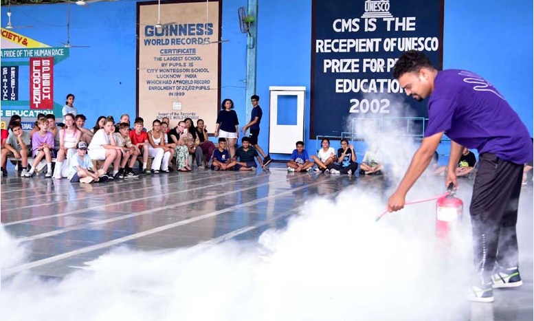 Fire safety and evacuation drill held at CMS Kanpur Road Campus