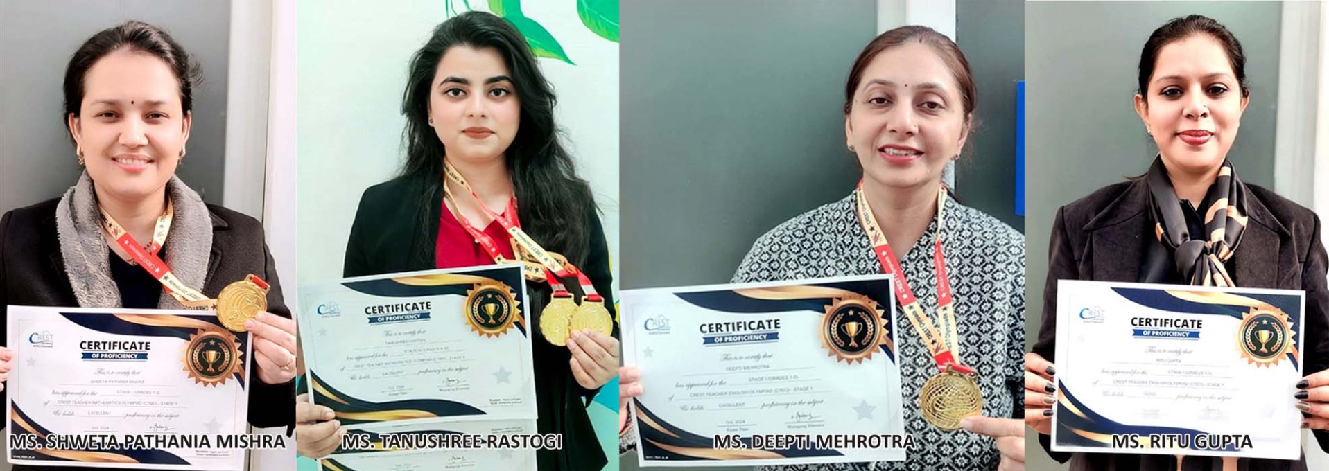 इण्टरनेशनल टीचर्स ओलम्पियाड में सी.एम.एस.शिक्षिकाएं गोल्ड मेडल से सम्मानित