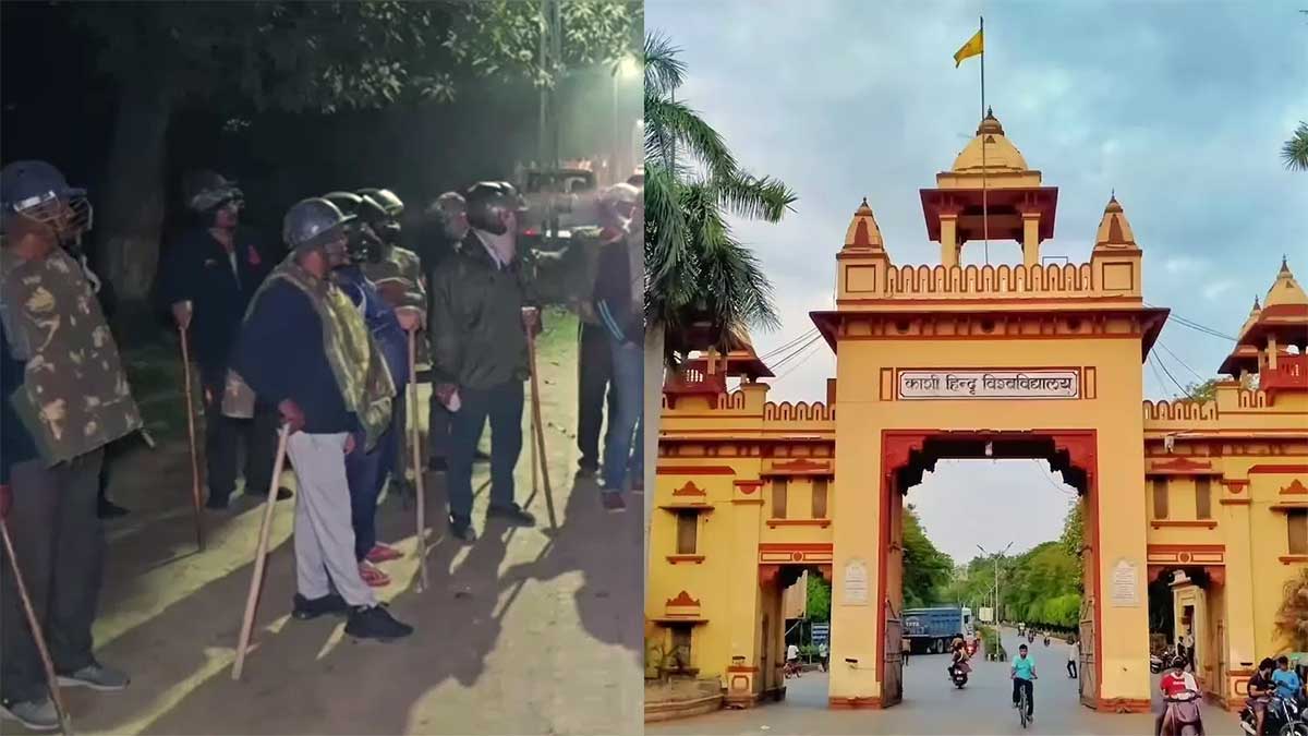 BHU का कैंपस बना रणक्षेत्र, दो हॉस्टलों के बीच जमकर पत्थरबाजी, ड्रोन से निगरानी और भारी फोर्स तैनात