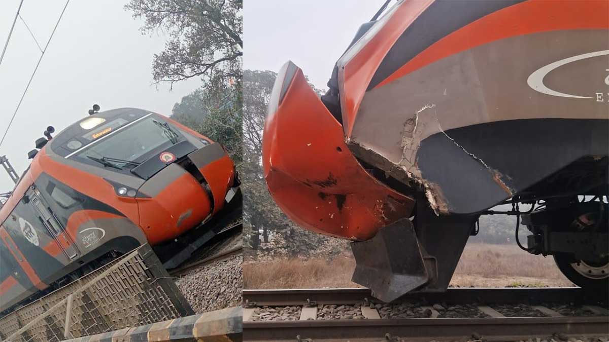 सीतापुर में बड़ा हादसा टला, मवेशी से टकराई वंदे भारत एक्सप्रेस, अगला हिस्सा चकनाचूर