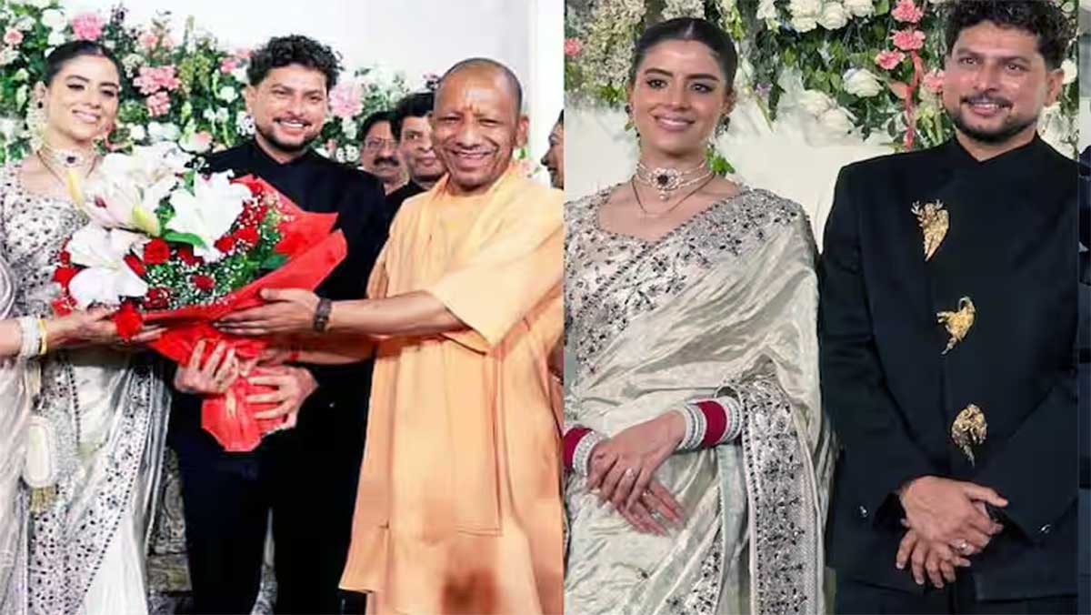 कुलदीप यादव के रिसेप्शन में पहुंचे CM योगी, क्रिकेटर ने पैर छूकर लिया आशीर्वाद