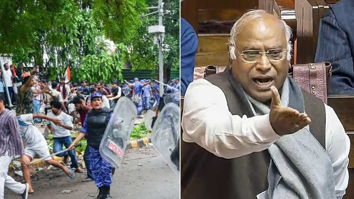 संसद मार्च के दौरान छात्रों पर लाठीचार्ज को लेकर कांग्रेस अध्यक्ष खड़गे का केंद्र सरकार पर हमला