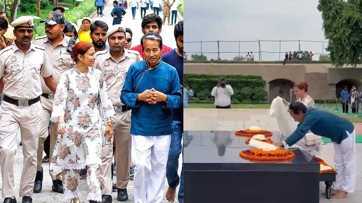 Hospital से डिस्चार्ज होने के बाद राजघाट पहुंचे सोनम वांगचुक, गांधी के अहिंसा और शांति के संदेश को बताया आज भी प्रभावी