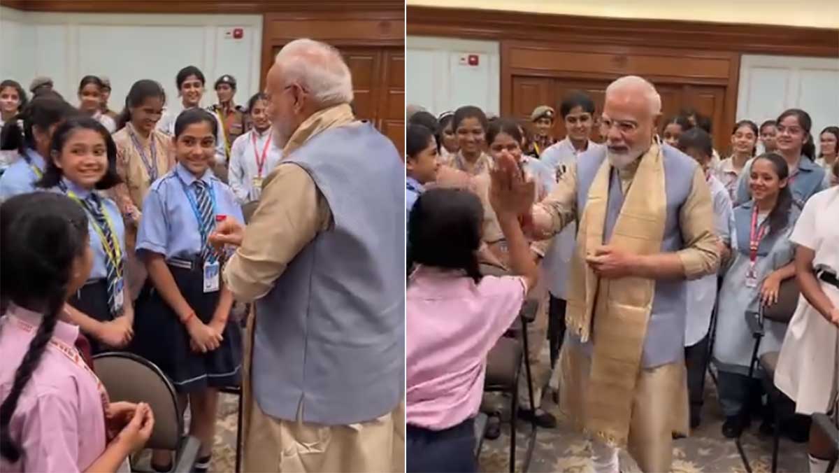 PM मोदी का बच्चों के साथ Raksha Bandhan Celebration, राखी बंधवाकर किया High-Five; Video हुआ वायरल
