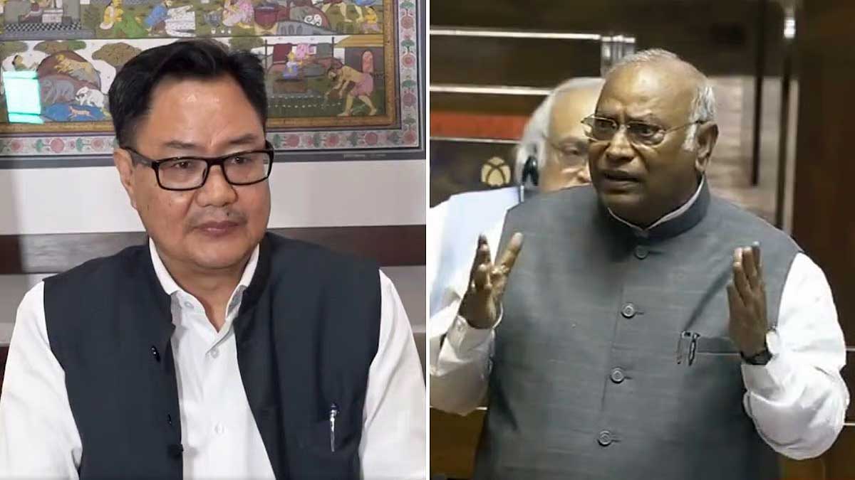 One Nation One Election पर कांग्रेस को Kiren Rijiju की चिट्ठी, खरगे से बोले- संसद में विधेयकों का रास्ता न रोकें!