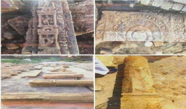 राम मंदिर के लिए खुदाई के दौरान मिली देवी-देवताओं की प्राचीन मूर्तियां, खंभे व शिवलिंग