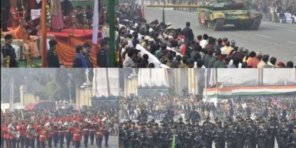 गणतंत्र दिवस : राजधानी लखनऊ में भव्य परेड का आयोजन, पुष्प वर्षा के बीच फहरा तिरंगा